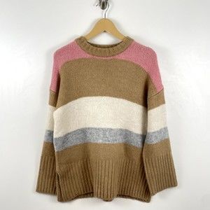 26. NWT Topshop Sweater Brown Pink Small Acrylic Blend Striped Ribbed Cuff
